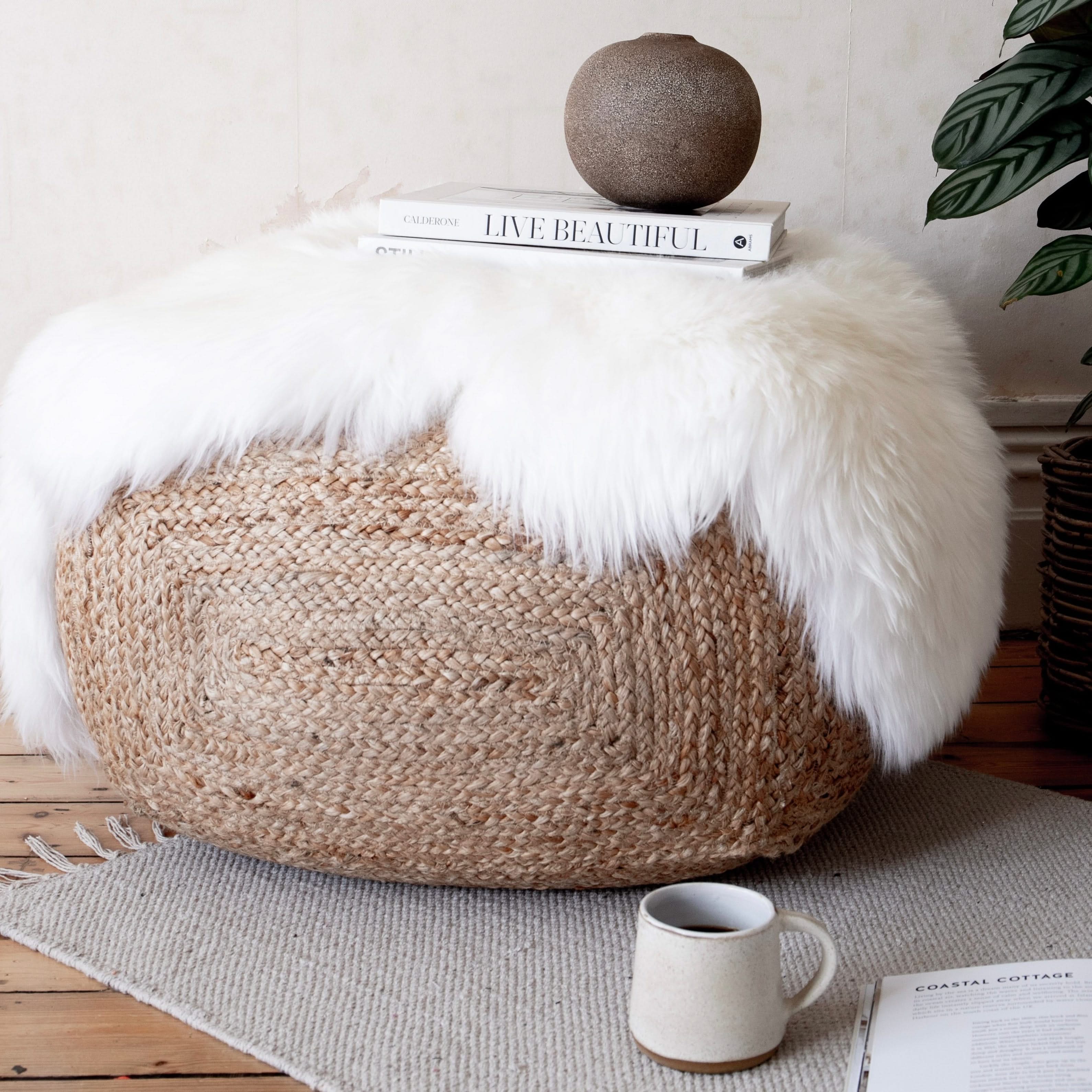 Woven round ottoman deals