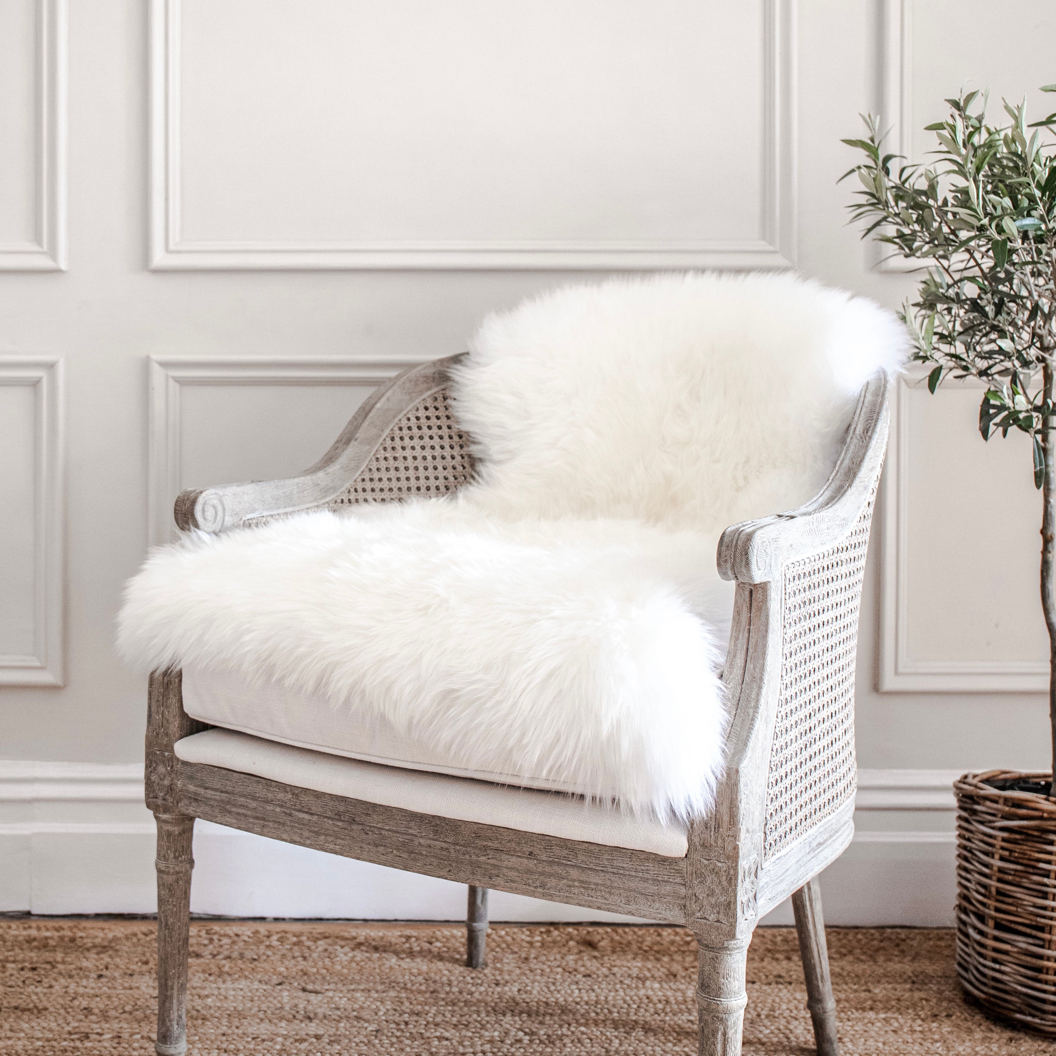 Oyster Shearling Large Sheepskin Cushion