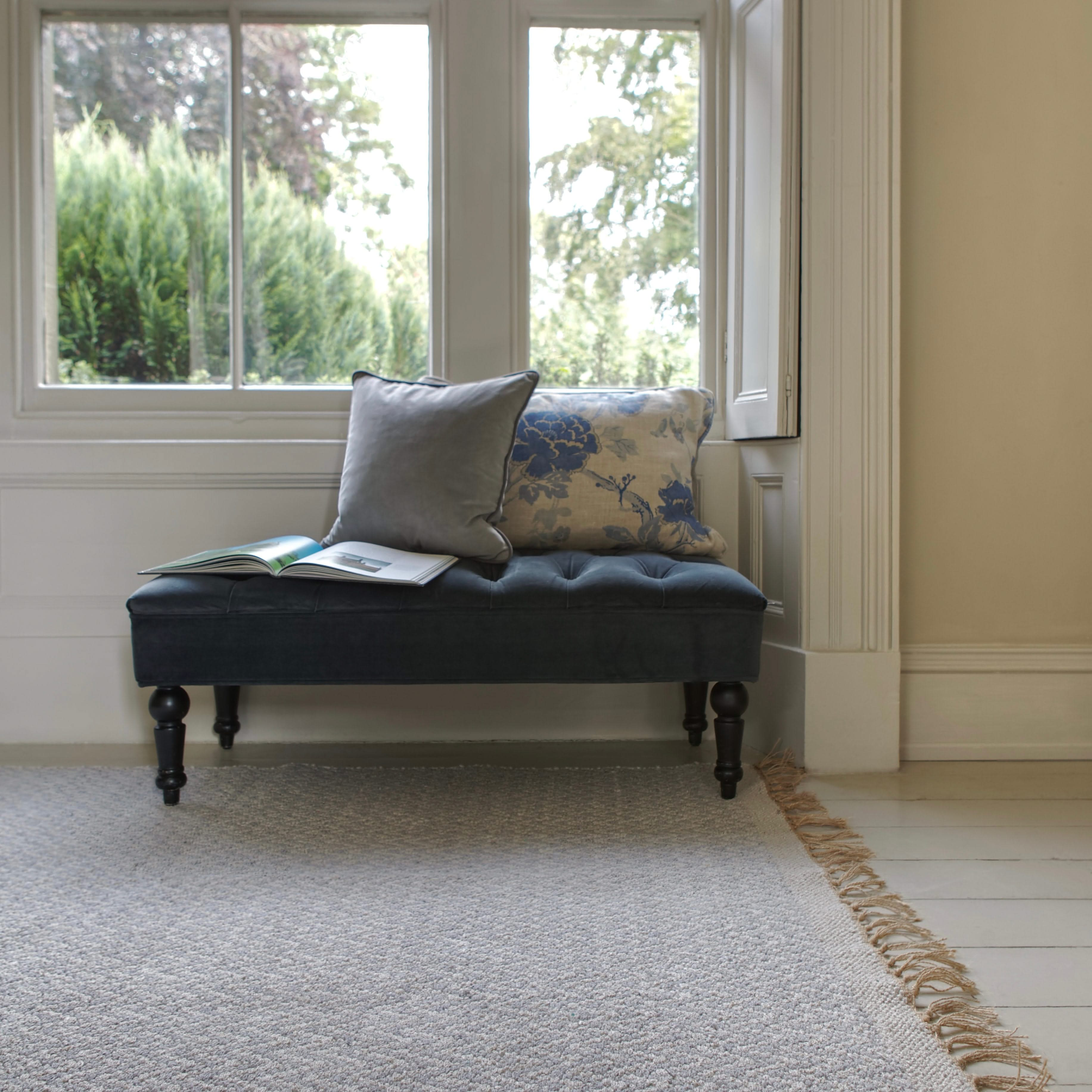 Soft Grey Cotton Chevron Rug