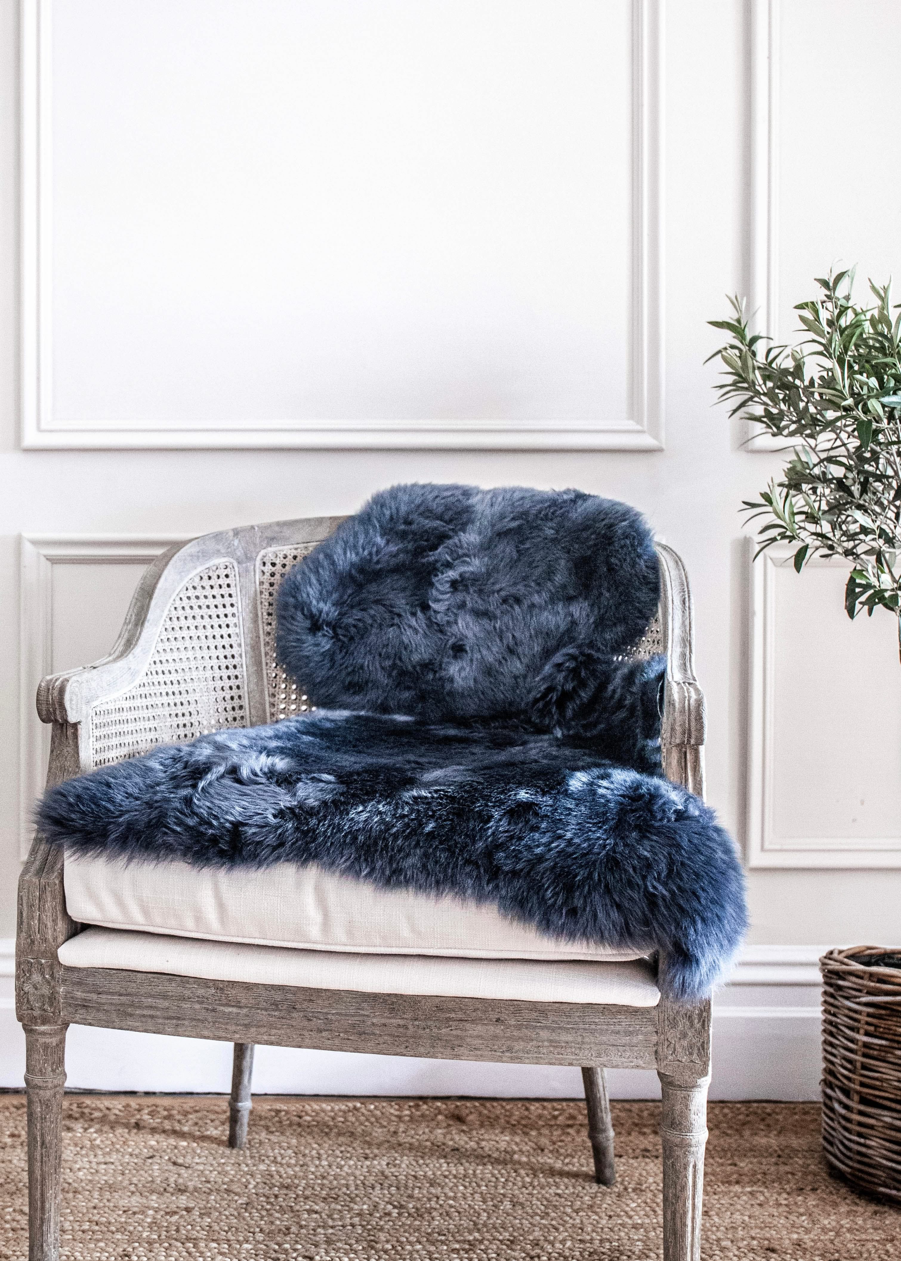 Authentic Luxury Sheepskin in midnight blue