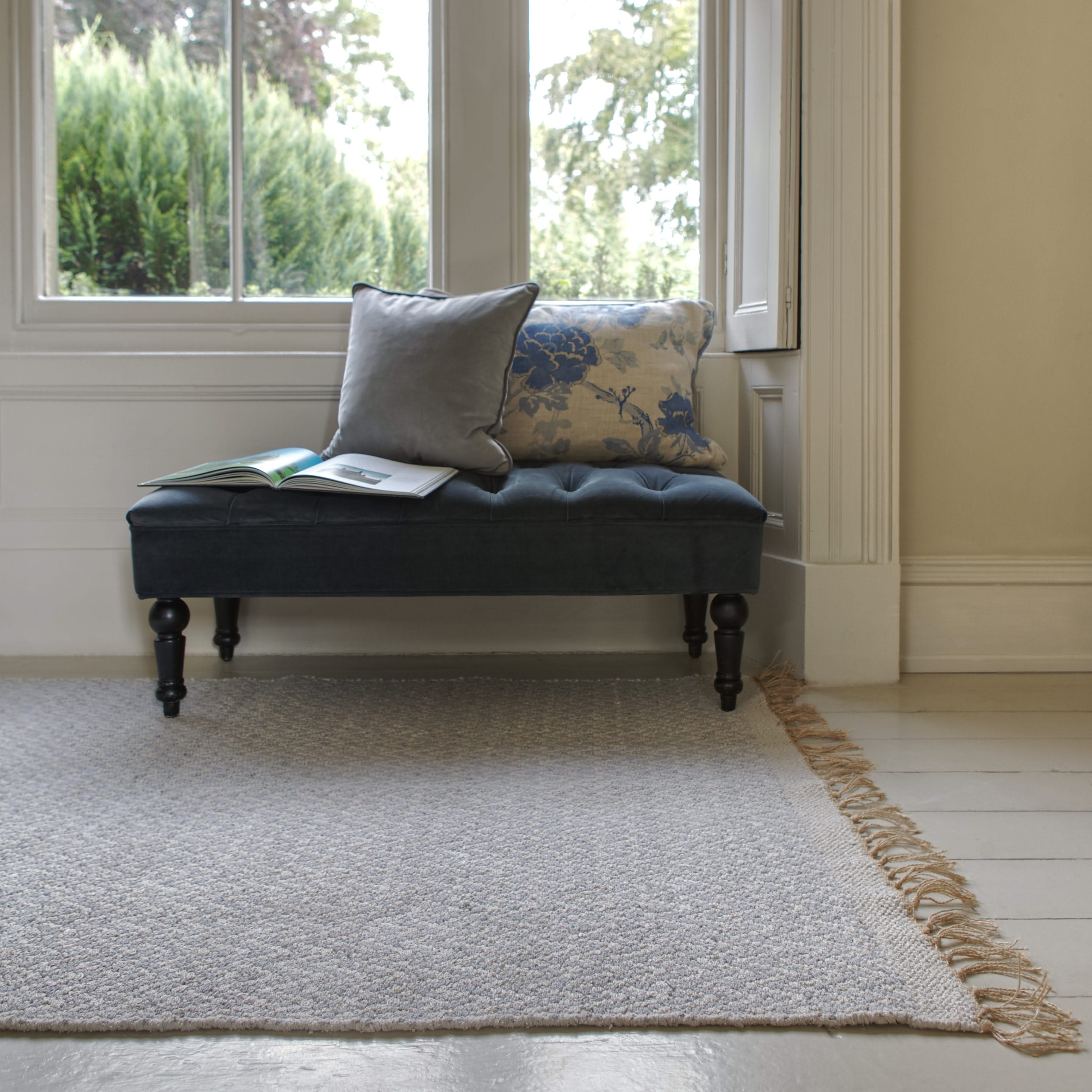 Soft Grey Cotton Chevron Rug