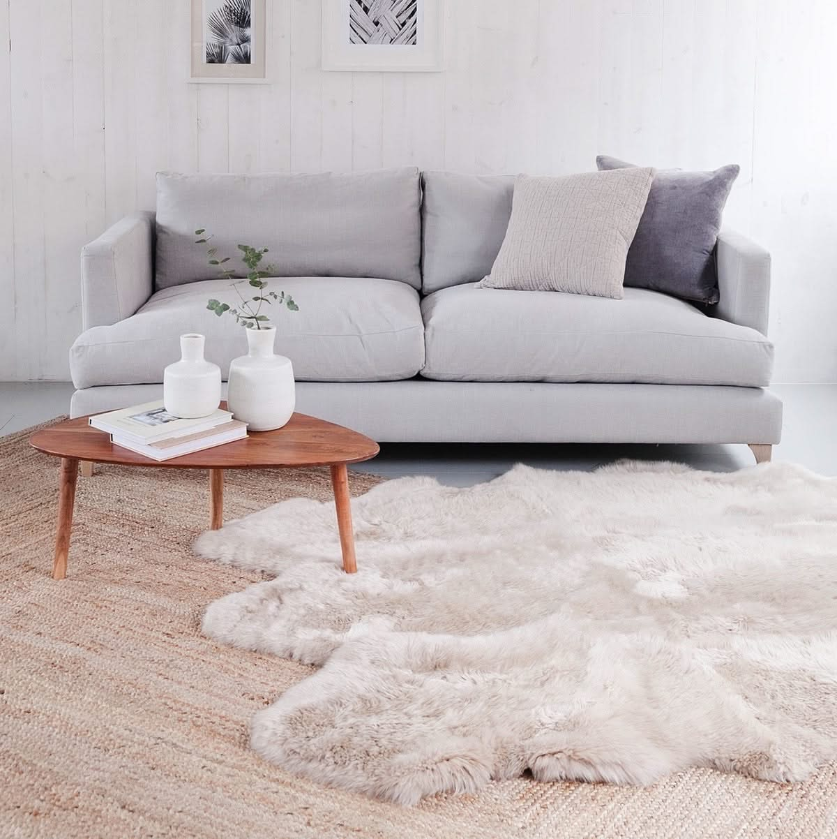 Area Sheepskin Rug in Oyster - Soft Wool Quatro / Quad